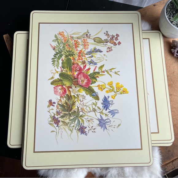 Pimpernel Dining Vintage Pimpernel Flower Cork Backed Placemats Set Of 4 Made In England